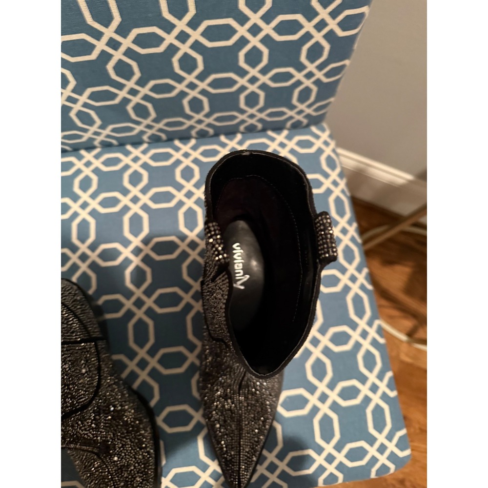 Rhinestone Cowboy Boots Pointed Toe Western Ankle Booties Party Sparkle Size 7 - Picture 5 of 6
